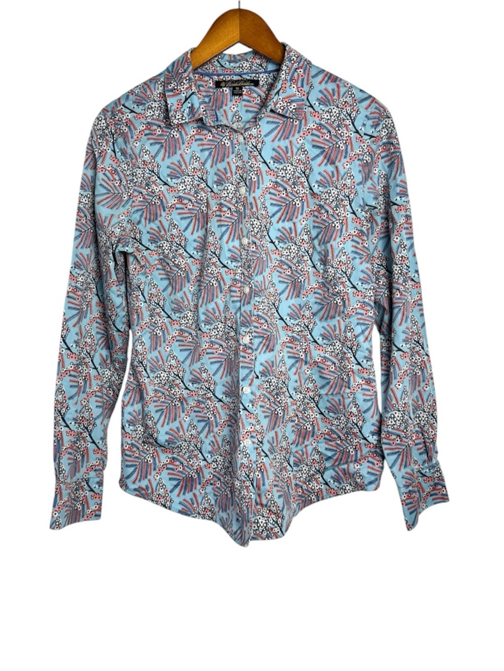 Brooks Brothers Light Blue Floral  Button Down Shirt Size 10